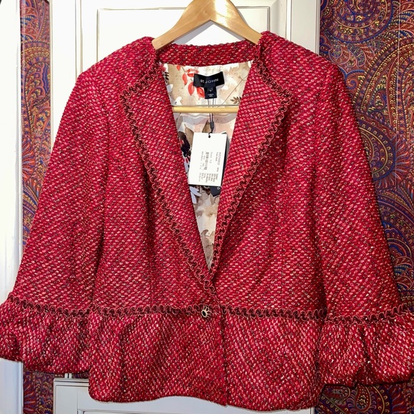 St. John Jackets & Blazers - Red Bouclé Jacket
